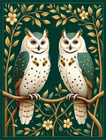 Emerald Forest Owl Floral Design Rug