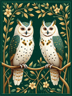 Emerald Forest Owl Floral Design Rug