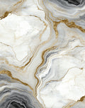 Elegant White Black Gold Veined Stone Rug