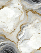 Elegant White Black Gold Veined Stone Rug