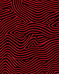 Bold Red Black Wavy Lines Pattern Rug