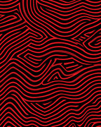 Bold Red Black Wavy Lines Pattern Rug