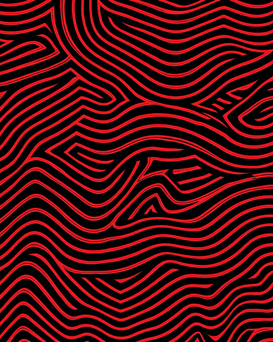 Bold Red Black Wavy Lines Pattern Rug