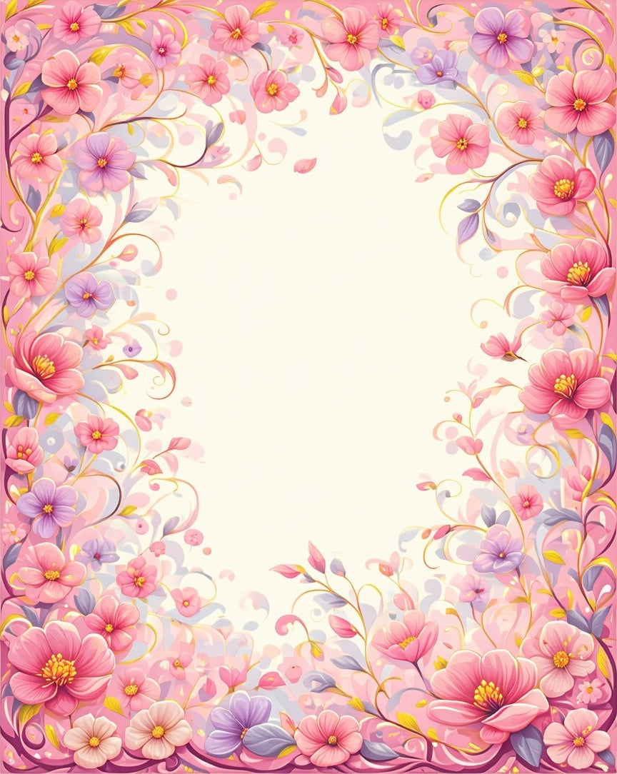 Whimsical Pink Floral Meadow Rug