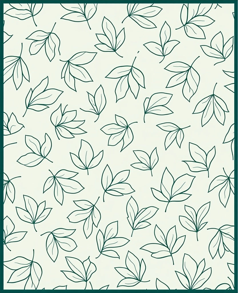 Natural Leaf Pattern Bordered Design Rug