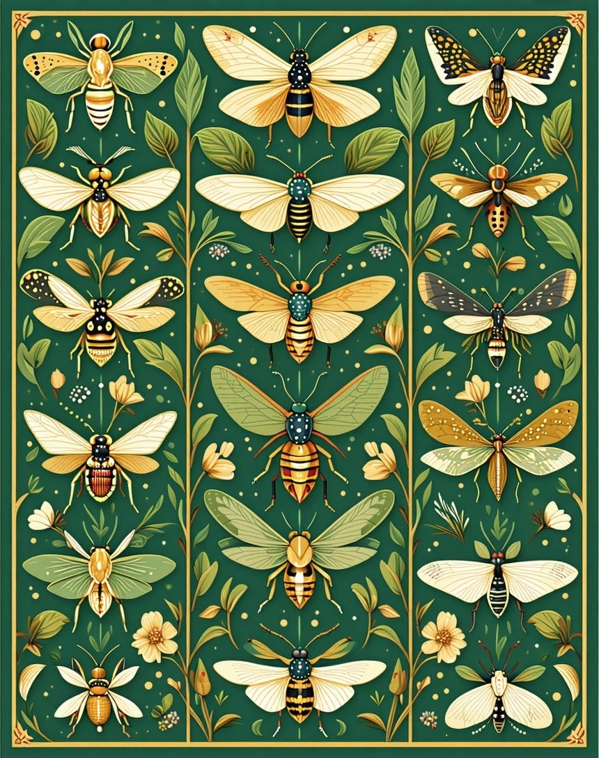 Nature's Insects Botanical Art Rug