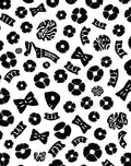 Black White Abstract Floral Bow Pattern Rug