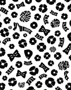 Black White Abstract Floral Bow Pattern Rug