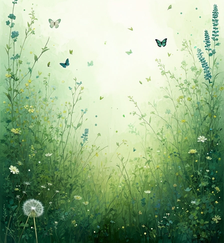 Whimsical Meadow Butterflies Wildflowers Rug