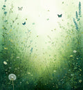 Whimsical Meadow Butterflies Wildflowers Rug