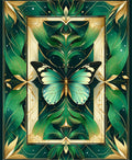 Emerald Butterfly Gold Leaf Art Nouveau Rug