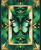 Emerald Butterfly Gold Leaf Art Nouveau Rug