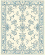 Classic Floral Scrollwork Light Blue Rug
