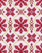 Crimson Floral Motif on Pale Pink Rug
