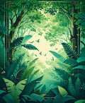 Lush Jungle Canopy Bird Paradise Rug