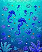 Blue Seahorse Underwater Marine Life Design Rug