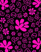 Pink Floral Fun Line Art Rug