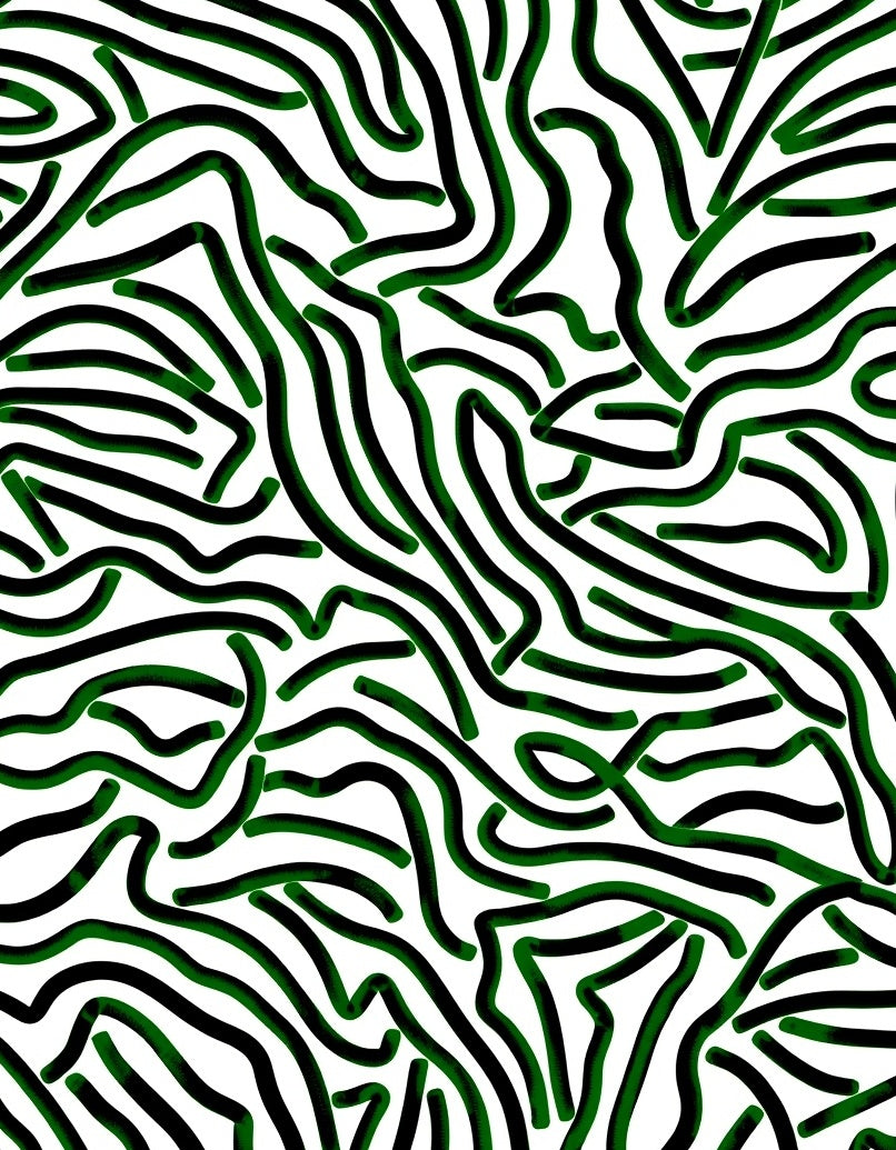 Abstract Green Wavy Lines Rug
