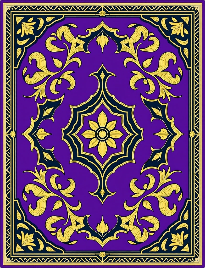 Royal Purple Gold Floral Rug