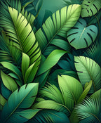 Lush Tropical Leaf Jungle Pattern Rug