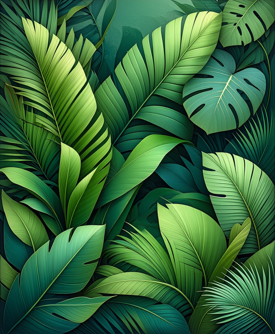 Lush Tropical Leaf Jungle Pattern Rug