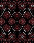 Coral Snowflake Medallion Black Rug