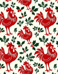 Crimson Rooster Holly Leaf Garland Rug