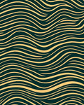 Dark Teal Golden Flowing Waves Rug