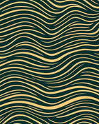 Dark Teal Golden Flowing Waves Rug