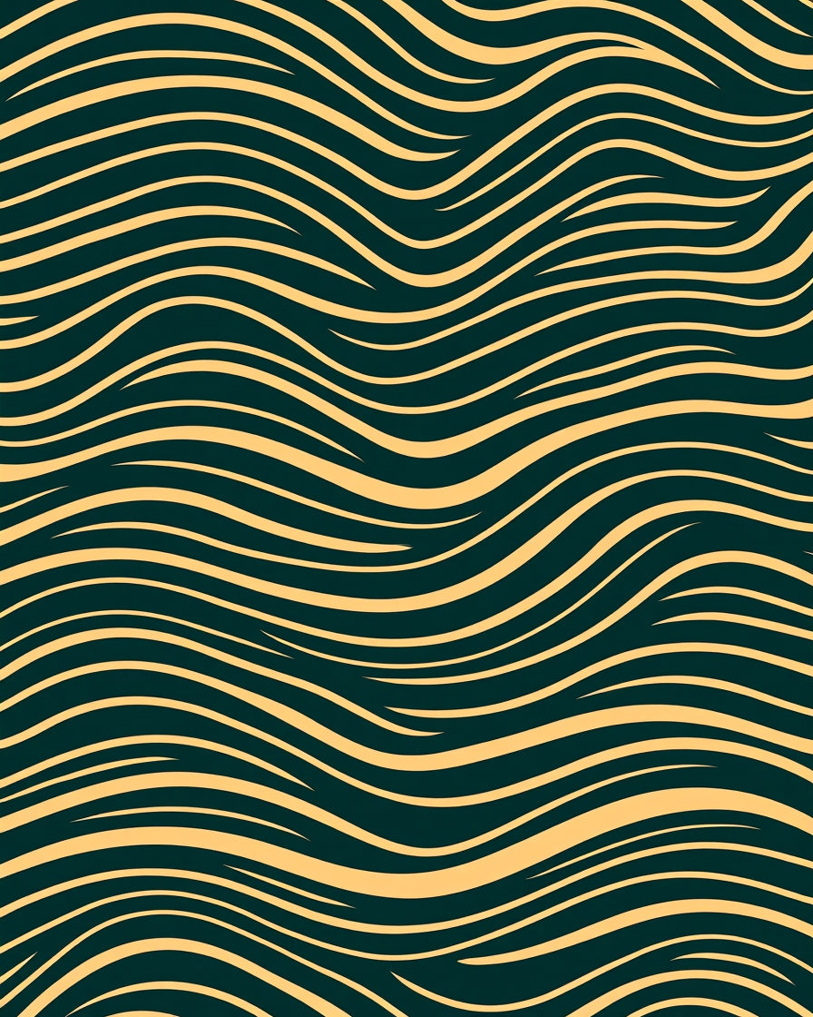 Dark Teal Golden Flowing Waves Rug