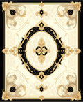 Black Gold Ornate Scrollwork Rug
