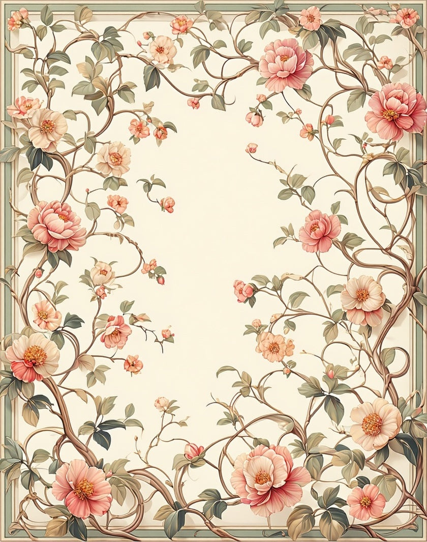 Elegant Floral Scrollwork Garden Rug