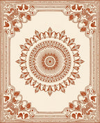 Ornate Sunburst Mandala Floral Design Rug