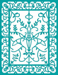 Intricate Teal Floral Vine Pattern Design Rug