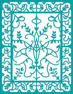Intricate Teal Floral Vine Pattern Design Rug