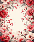 Blooming Pink and Red Floral Branches Rug