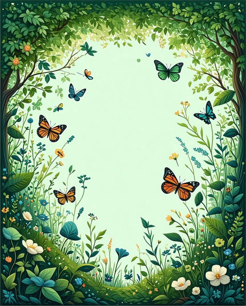 Whimsical Garden Butterfly Meadow Design Rug