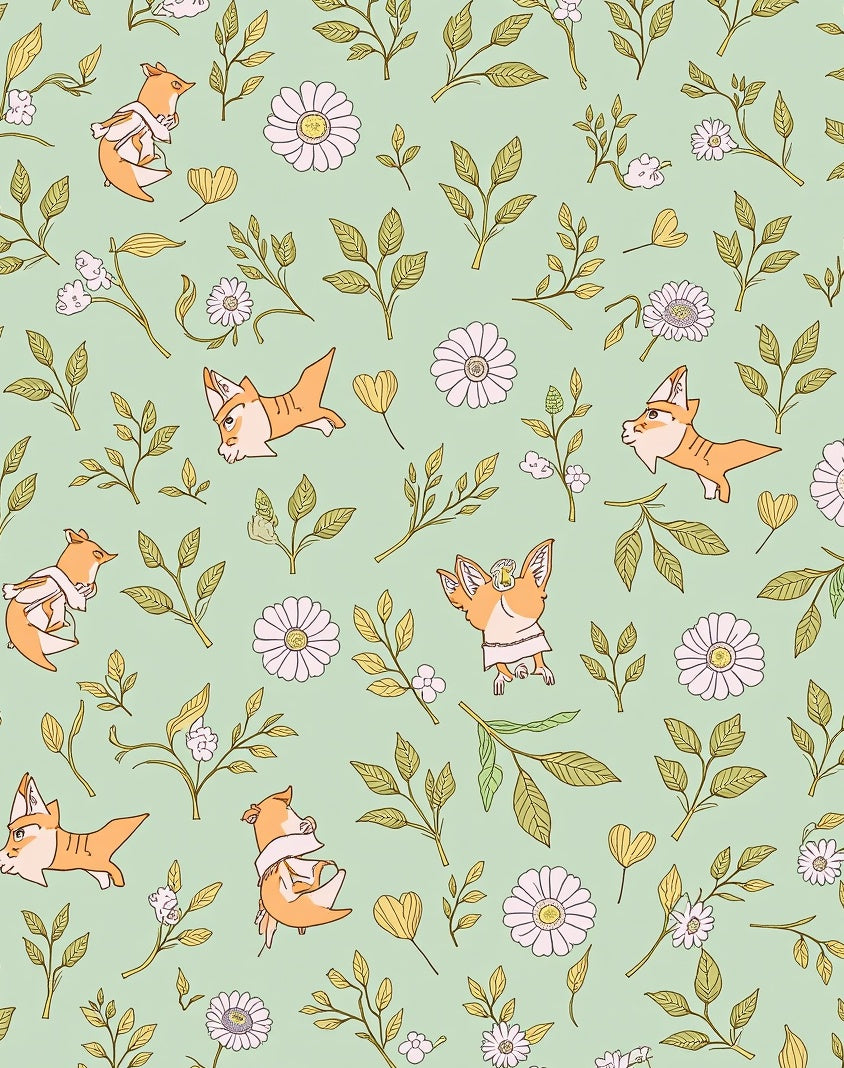 Whimsical Animal Floral Nature Pattern Rug