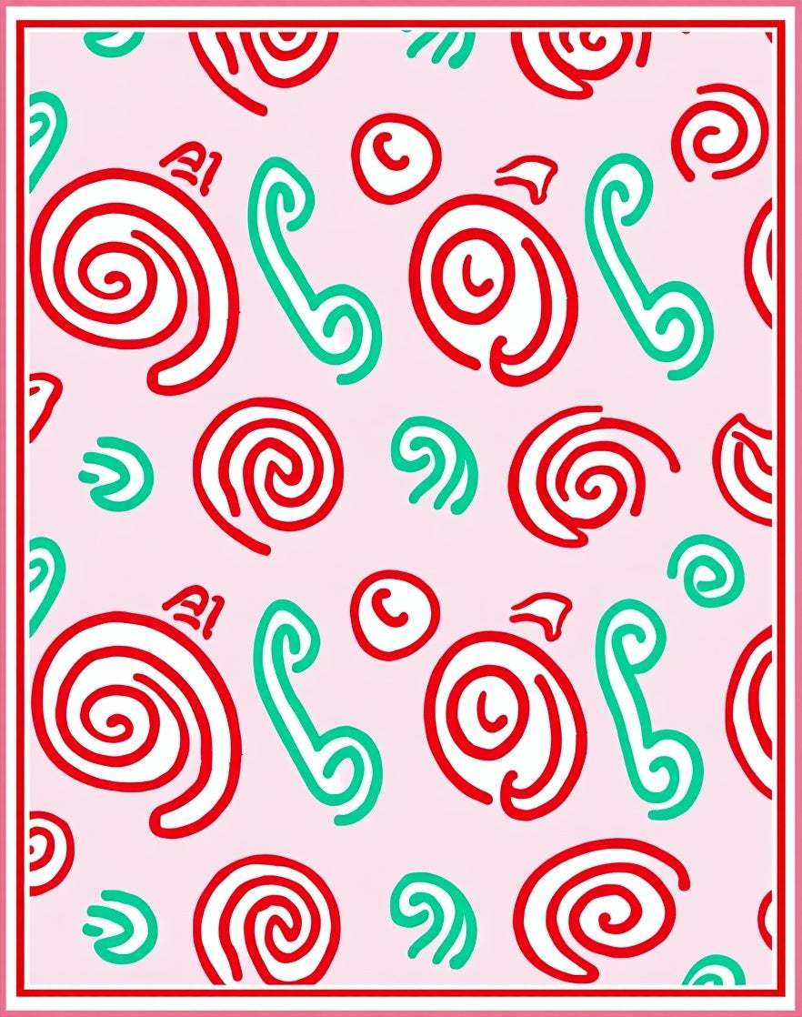 Pink Red Green Swirl Phone Shapes Rug