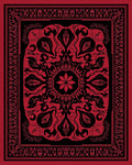 Elegant Red Black Floral Arabesque Rug