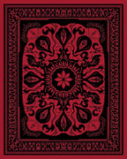 Elegant Red Black Floral Arabesque Rug