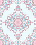 Pink Blue Abstract Floral Medallion Design Rug