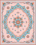 Floral Medallion Pastel Scroll Pattern Rug