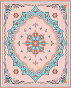 Floral Medallion Pastel Scroll Pattern Rug