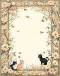 Floral Cats And Butterflies Scenic Design Rug