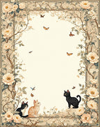 Floral Cats And Butterflies Scenic Design Rug