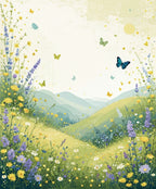 Meadow Butterflies Floral Landscape Art Rug