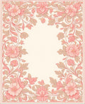 Soft Pink Floral Scrollwork Vines Rug