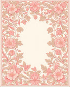 Soft Pink Floral Scrollwork Vines Rug