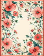 Coral Floral Vine Pattern Rug